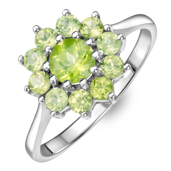 1.12ct Peridot Cluster Ring in 9K White Gold